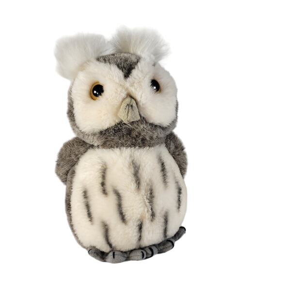 Vintage 1986 Dakin Owl Plush Stuffed Animal Grey Cream 8" tall - Picture 11 of 11